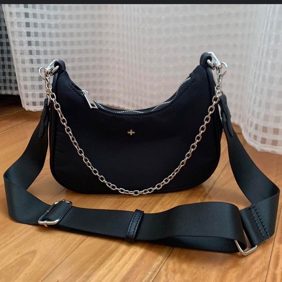 PETA + Jain Black Nylon Paloma Removable Silver Chain & Crossbody Strap Bag NWT - Picture 12 of 16